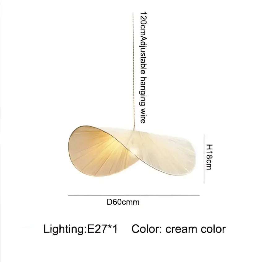 Cream-colored organic golden brown decorbites handmade rattan led pendant light with woven texture for dining room decor