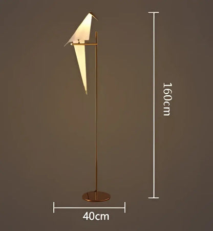 A sleek 160cm tall origami white and gold crane chandelier iron led light with minimalist metal frame for bedroom decorbites