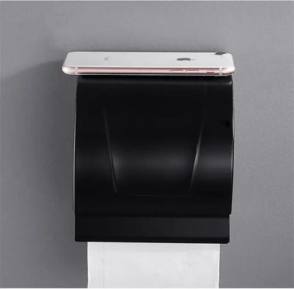 Ornate black carved aluminum wall-mounted toilet paper holder with black matte curved design for bathroom decorbites black carved