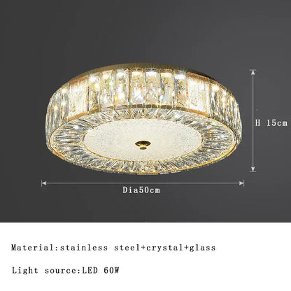 Ornate gold crystal glass ceiling light with stainless steel frame and clear prisms for bedroom and living room decorbites crystal glass