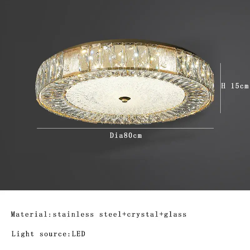 Ornate gold crystal glass ceiling light with stainless steel frame and faceted crystals for bedroom and living room decorbites crystal glass ceiling