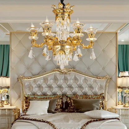 Ornate gold decorbites crystal chandelier with intricate crystal droplets for luxury living room decorbites crystal chandelier
