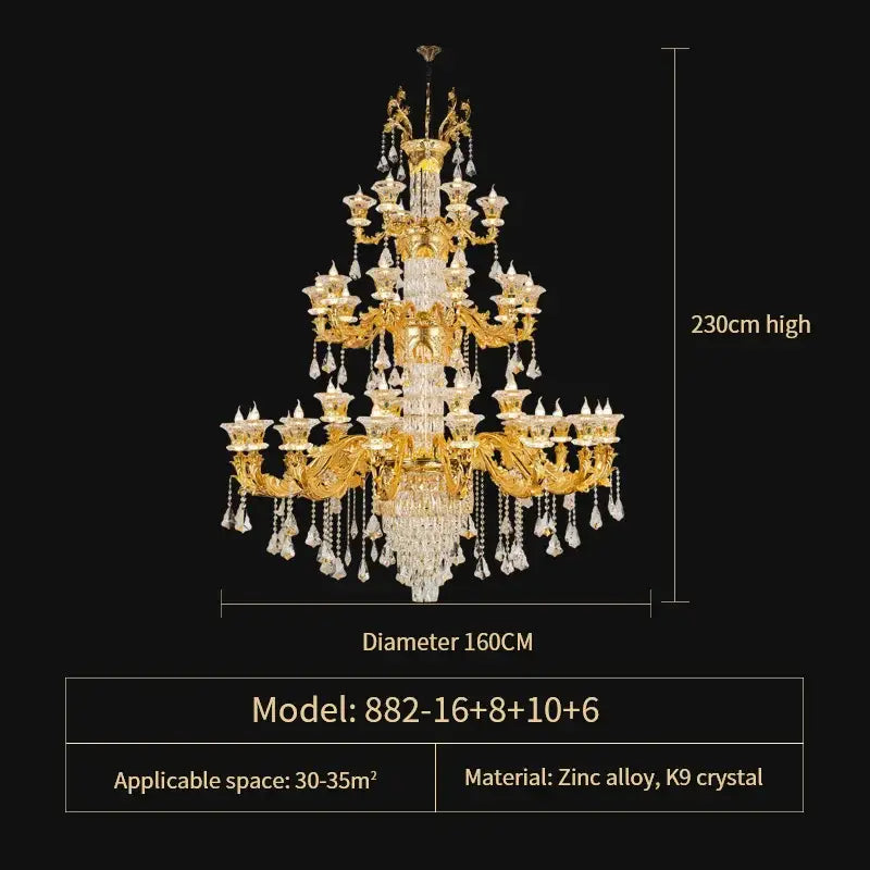 Ornate gold decorbites crystal chandelier with k9 crystal droplets and zinc alloy for luxury living room decor