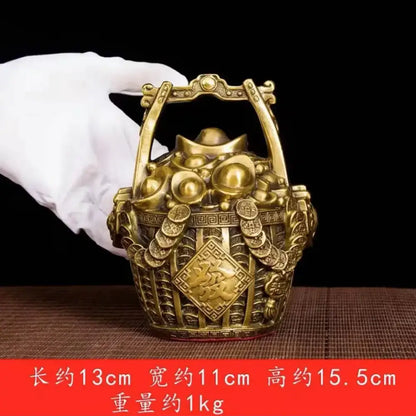 Ornate golden brass money jar with intricate chinese coin and dragon motifs decorbites copper treasure bowl decor