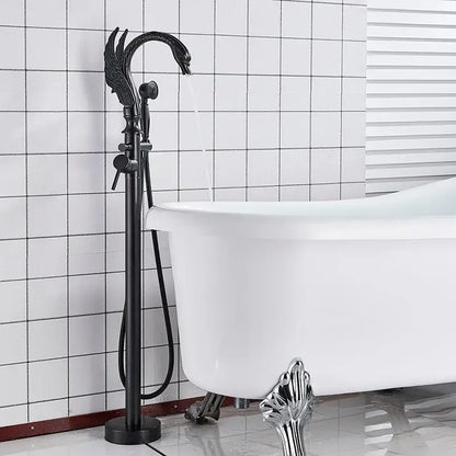 Black wrought iron clawfoot bathtub faucet with ornate dragon head spout and handheld showerhead decorbites black bathtub faucet