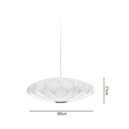 Oval white ribbed bubble silk pendant chandelier with translucent petal design for dining room decorbites bubble silk