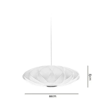 Oval white ribbed bubble silk pendant chandelier with geometric petal design made of translucent material for dining room decorbites bubble silk