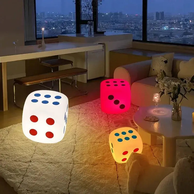 Oversized colorful dice night lamp set in white pink and yellow with remote control for bedroom decorbites colorful remote