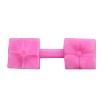 Pink silicone five petals flower dumbbell mold for kitchen baking tool with pastel five petals flower design