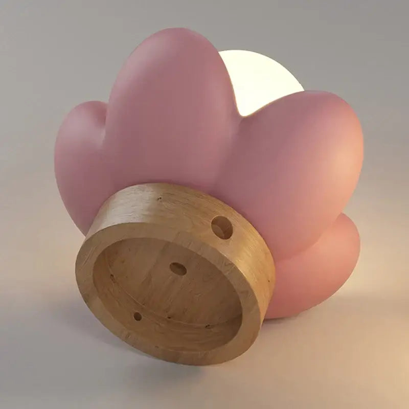 Pastel pink cream flower wall lamp with wooden base for bedroom lighting decorbites cream flower wall decor