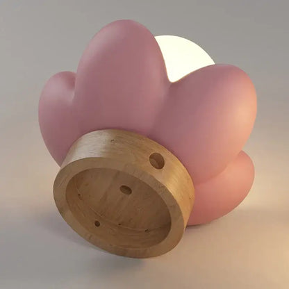 Pastel pink cream flower wall lamp with wooden base for bedroom lighting decorbites cream flower wall decor