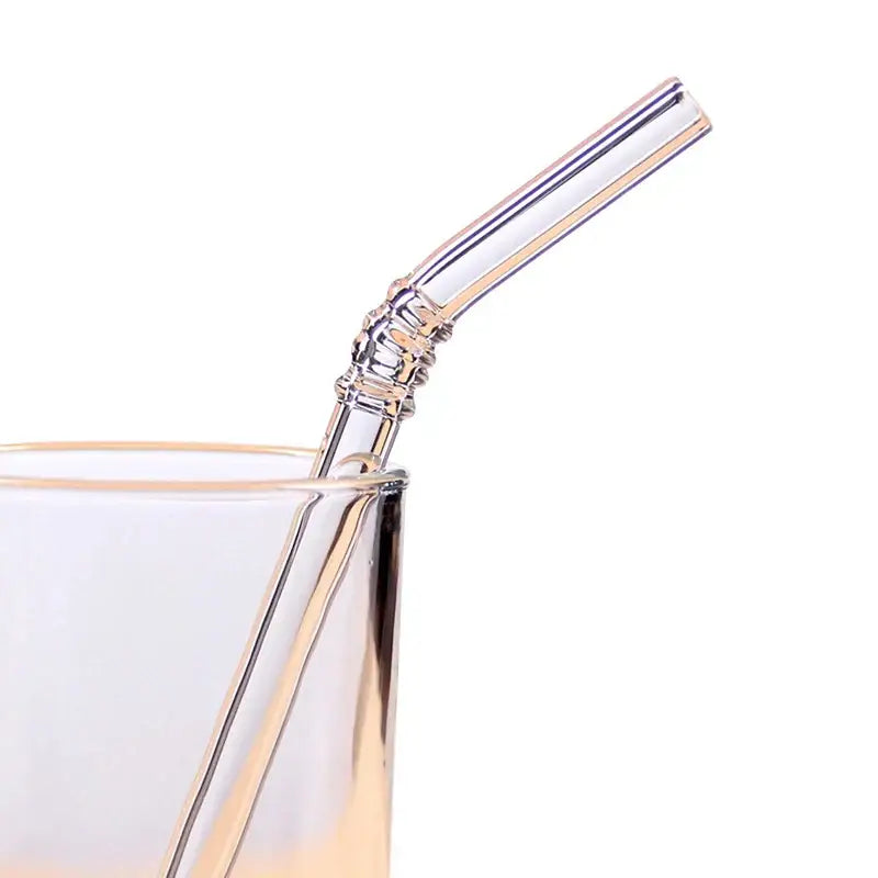 Clear glass straw with twisted decorative base from pastel ridged glass straws set by decorbites glass straws
