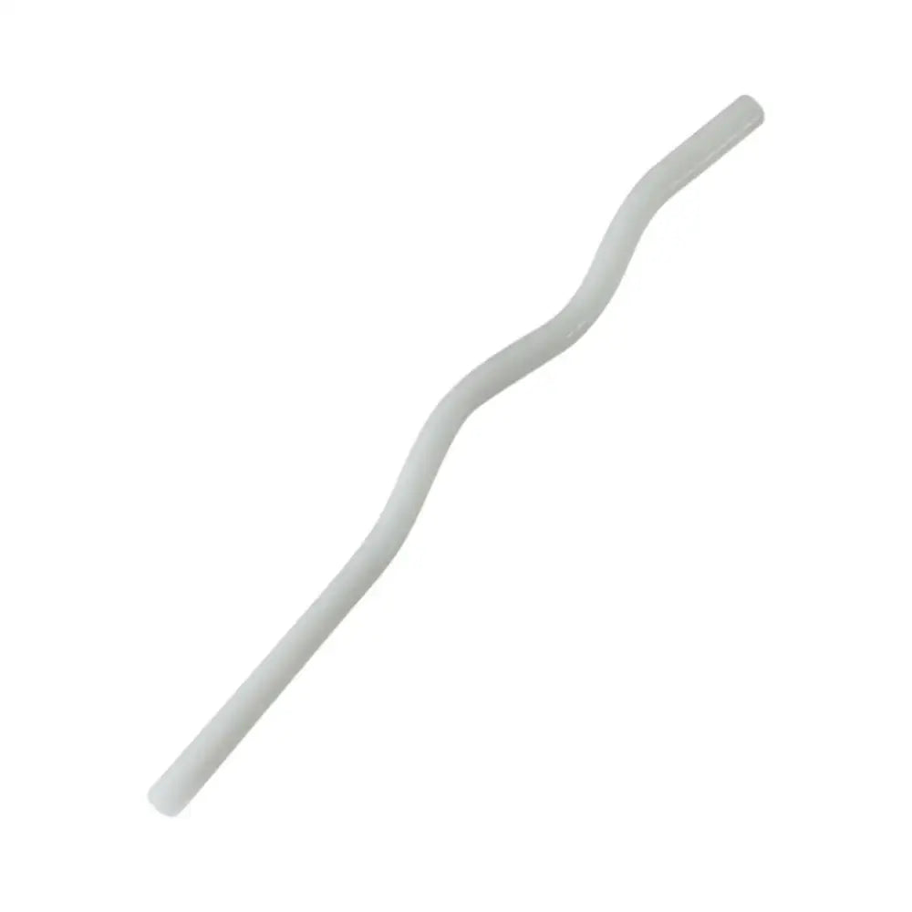 White curved silicone straw with smooth translucent finish included in decorbites glass straws set for eco friendly use