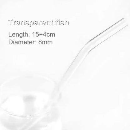 Transparent curved glass straw 15 plus 4cm long 8mm diameter eco friendly decorbites glass straws set