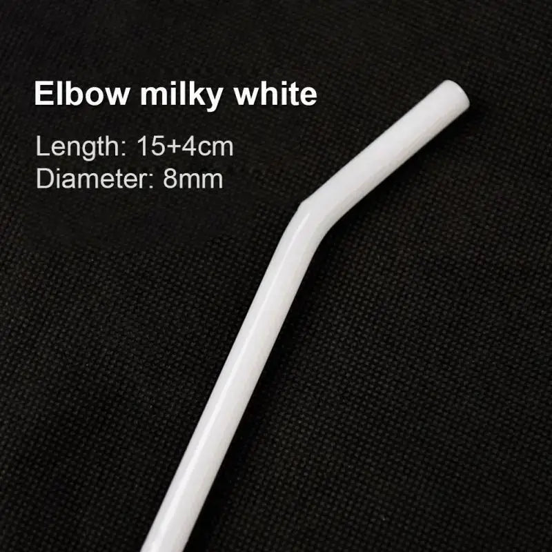 Milky white elbow-shaped plastic straw with 8mm diameter part of decorbites glass straws set kitchen eco friendly drinking tubes
