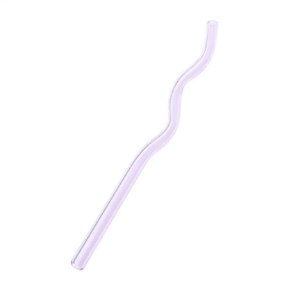 A translucent lavender tinted glass straw with a smooth glossy finish from decorbites glass straws set for eco friendly use