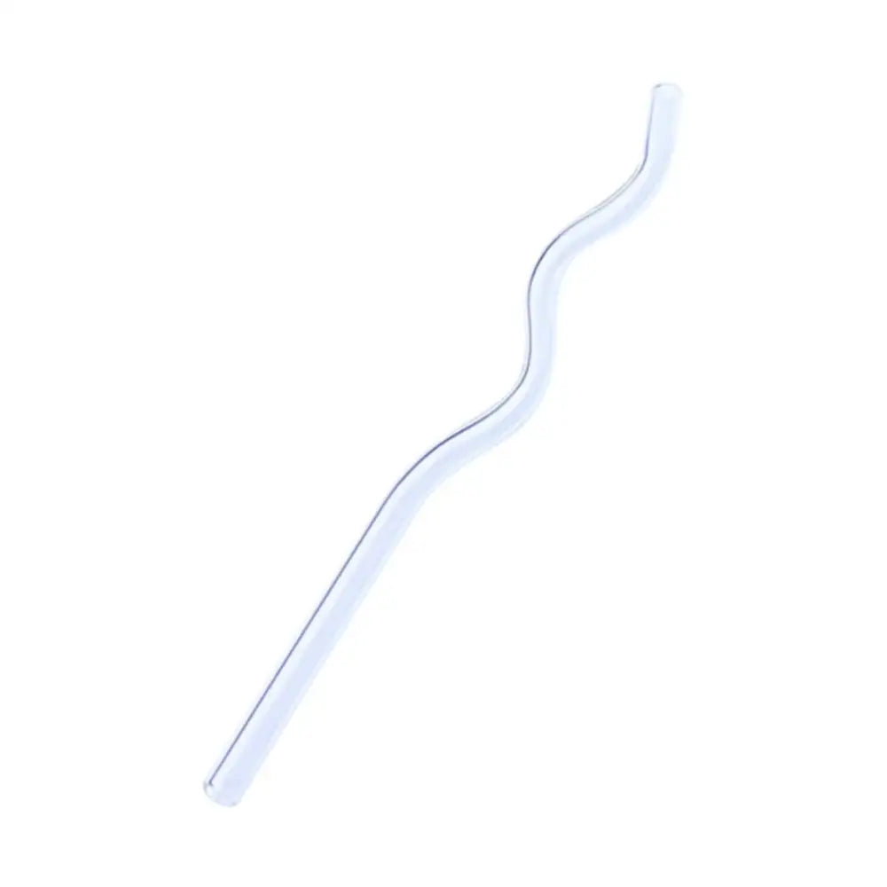 Clear transparent glass straw with smooth wavy curve from decorbites glass straws set for eco friendly drinking