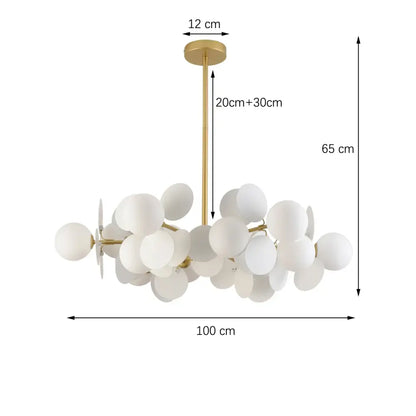 Modern white glass globe chandelier with gold-toned metal frame colorful chandelier pendant for dining room decorbites