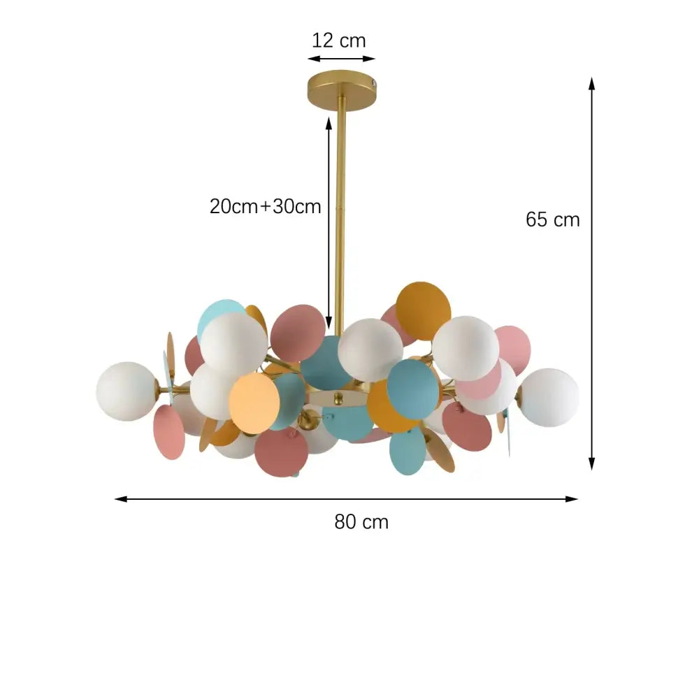 Pastel spherical colorful chandelier pendant lamp with gold-toned metal frame for dining room decorbites colorful chandelier