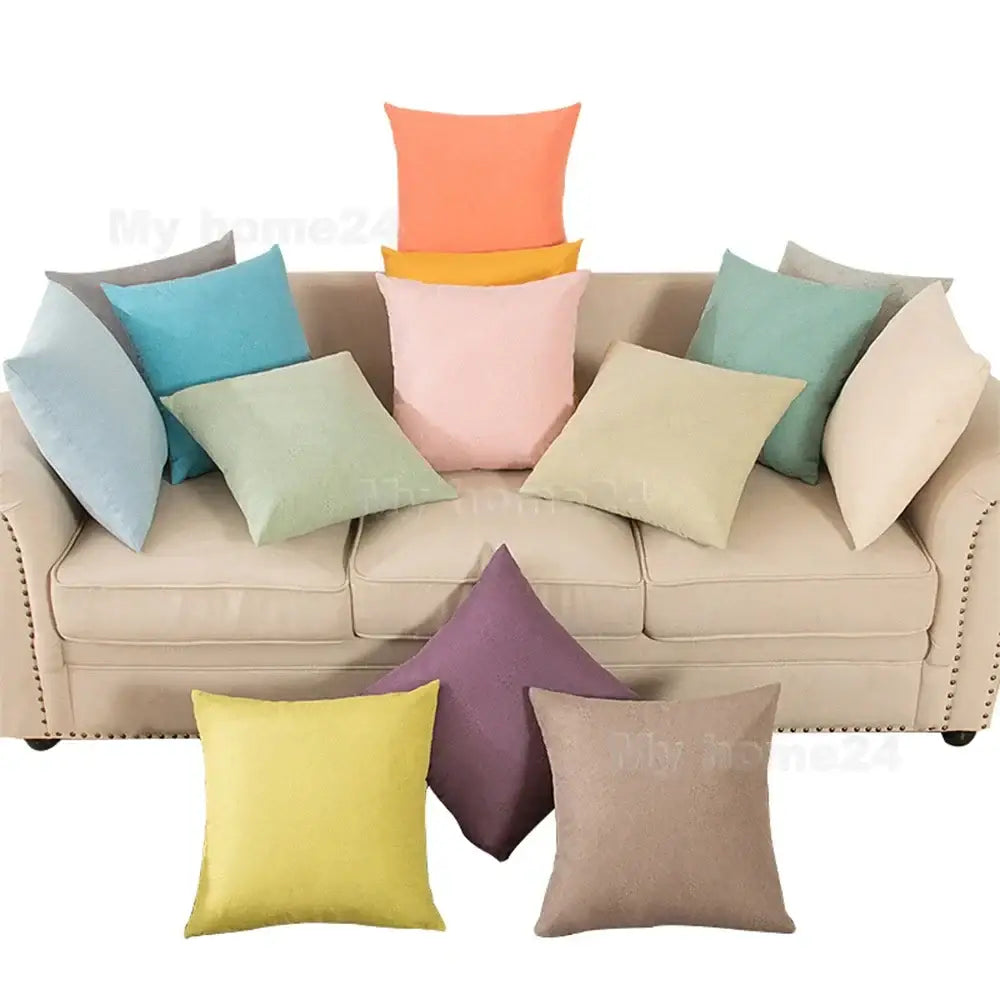 A pastel velvet rectangular pillow cover set in coral mint green blush pink yellow purple and beige for living room decor