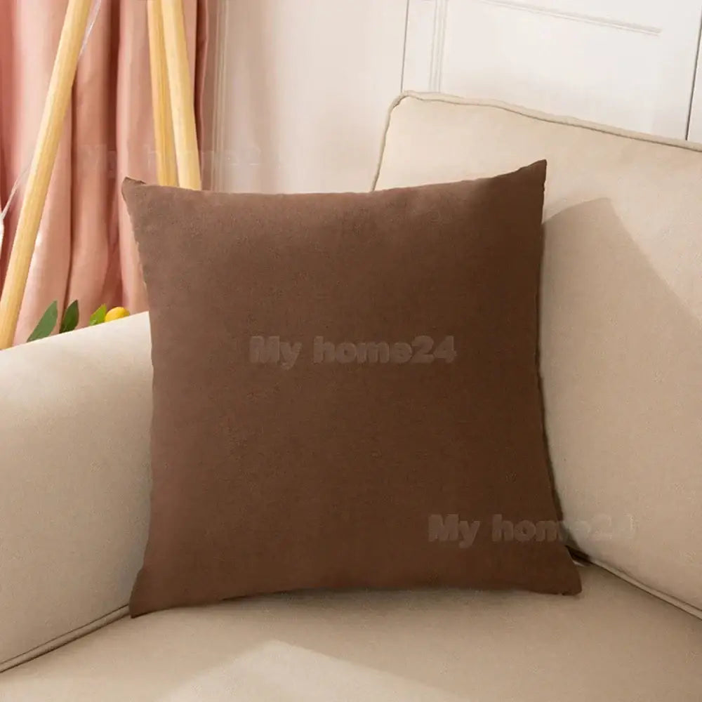Brown square pillow cover with soft textured fabric from pastel velvet pillow cover set for living room decor
