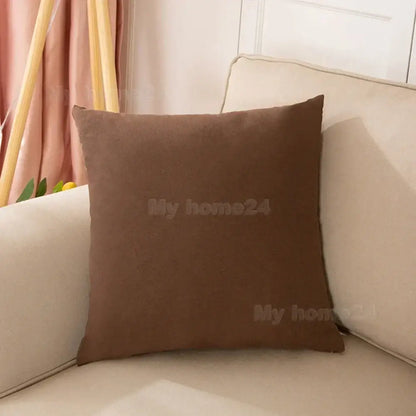 Brown square pillow cover with soft textured fabric from pastel velvet pillow cover set for living room decor