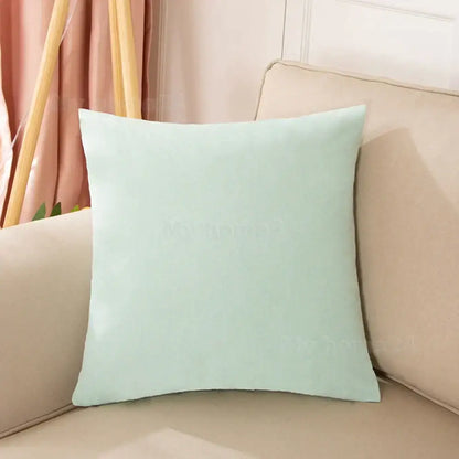 Pastel velvet pillow cover set featuring a soft mint green rectangular pillow cover with a plush fabric finish