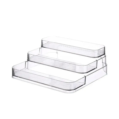 DecorBites™ clear plastic 3 tier cosmetic organizer stand with a compact size and minimalist storage rack design