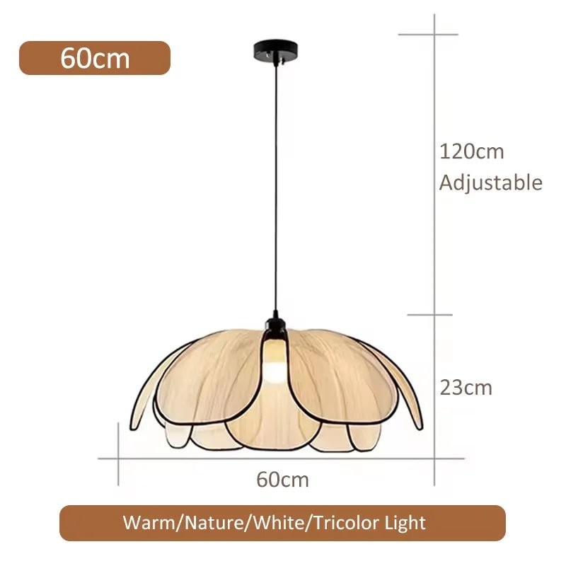 Petal Rattan Woven Pendant Light, 3-Color LED - Decorbites
