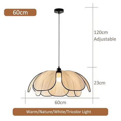Petal Rattan Woven Pendant Light, 3-Color LED - Decorbites