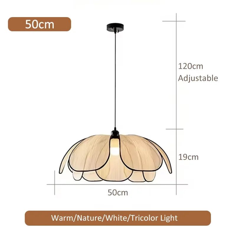 Petal Rattan Woven Pendant Light, 3-Color LED - Decorbites