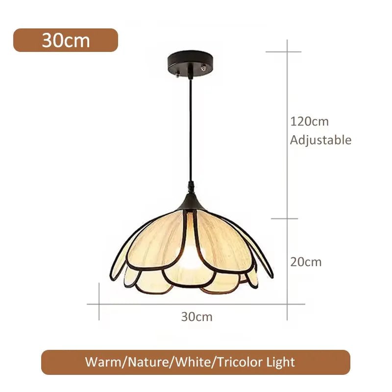 Petal Rattan Woven Pendant Light, 3-Color LED - Decorbites