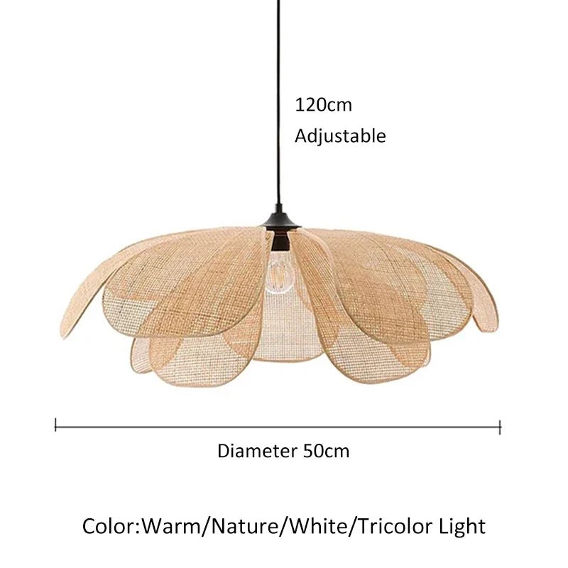 Petal Rattan Woven Pendant Light, 3-Color LED - Decorbites