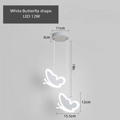 White butterfly-shaped led pendant light with sleek modern design and 12w power for heart blossom butterfly chandelier