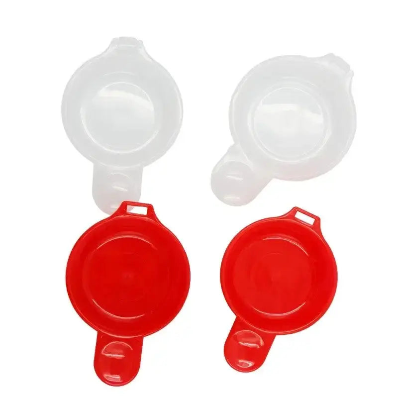 Pink and red easy eggwich microwave egg cooker lids made of clear and red plastic with integrated handles for easy use