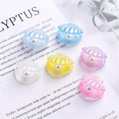 Pink and white decorbites colorful plated seashells bedroom decor with translucent shell-shaped charms and embedded pearls