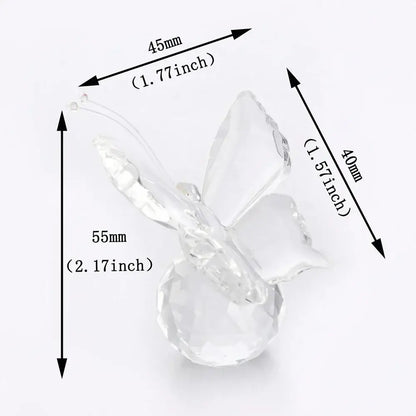 Clear pink and clear crystal butterfly figurine with faceted wings and multifaceted base for bedroom decorbites decor