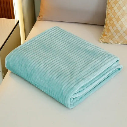 A soft light blue corduroy throw blanket with plush texture and vertical ridges for decorbites cozy striped flannel fleece decor