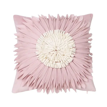 Pink daisy sunflower plush pillowcase with soft pink sunburst design and layered fringed petals for decorbites daisy sunflower decor