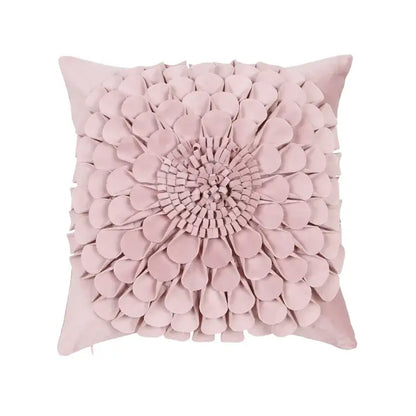 Soft blush pink plush pillowcase with three-dimensional daisy sunflower plush design for decorbites floral cushion cover