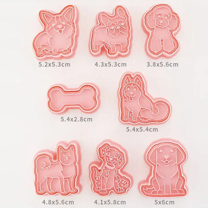 Set of pink silicone dog cookie cutters with bone design decorbites 3d dog cookie cutters set for baking