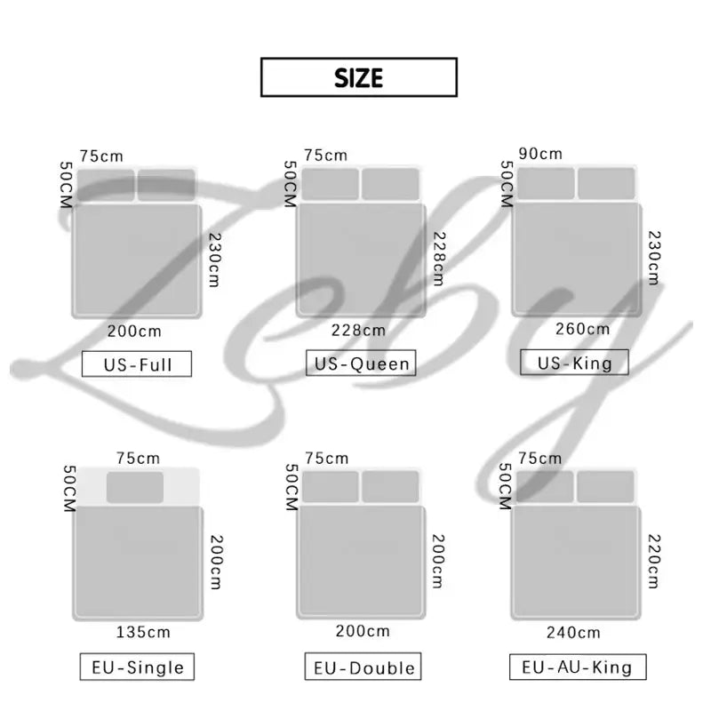 Gray schematic diagram of mattress sizes including us full queen and king for pink and gray duvet cover set