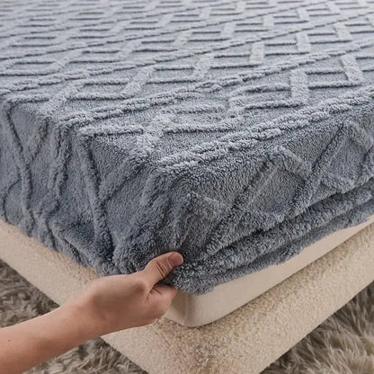 Soft gray fuzzy bed sheet with textured diamond pattern made of cozy tafu fleece queen for decorbites cozy tafu bedroom decor