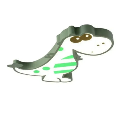 A green and white striped dinosaur led ceiling lamp cookie cutter with brown eyes for kids bedroom decorbites dinosaur led