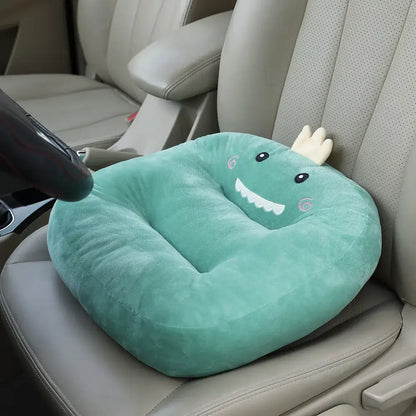 Plush mint-green dinosaur car seat cushion with embroidered eyes ideal for kids room cat shark cushion alternative