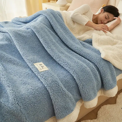 Plush gray and cream coral fleece blanket with soft blue plush surface and cream underside for cozy decorbites coral fleece use