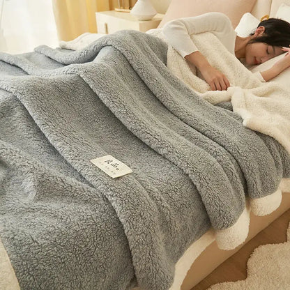 Plush gray and cream coral fleece blanket with soft gray sherpa texture and cream fleece lining by decorbites coral fleece