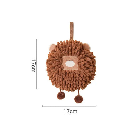 A plush brown hedgehog hand towel with soft microfiber bristles from decorbites cat kitchen hand collection