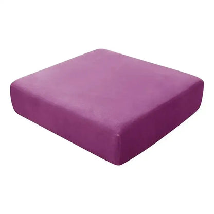 Purple rectangular cushion with soft plush fabric texture for a plush orange velvet elastic sofa cushion cover protector