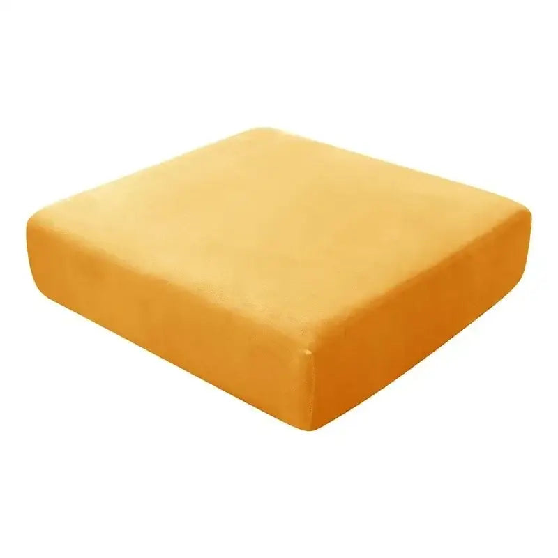 Plush square orange velvet elastic sofa cushion cover with soft velvety texture for living room protection